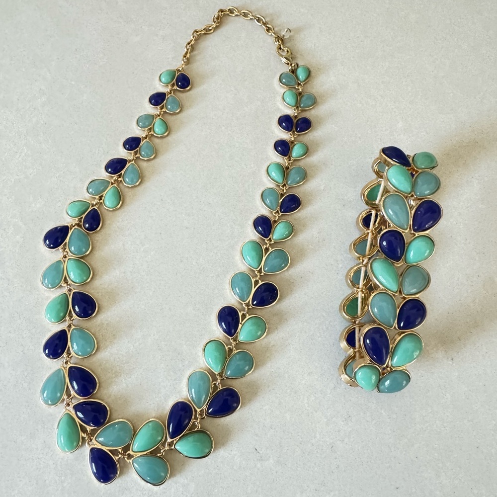Napier Necklace and bracelet set // blue turquoise and gold jewelry